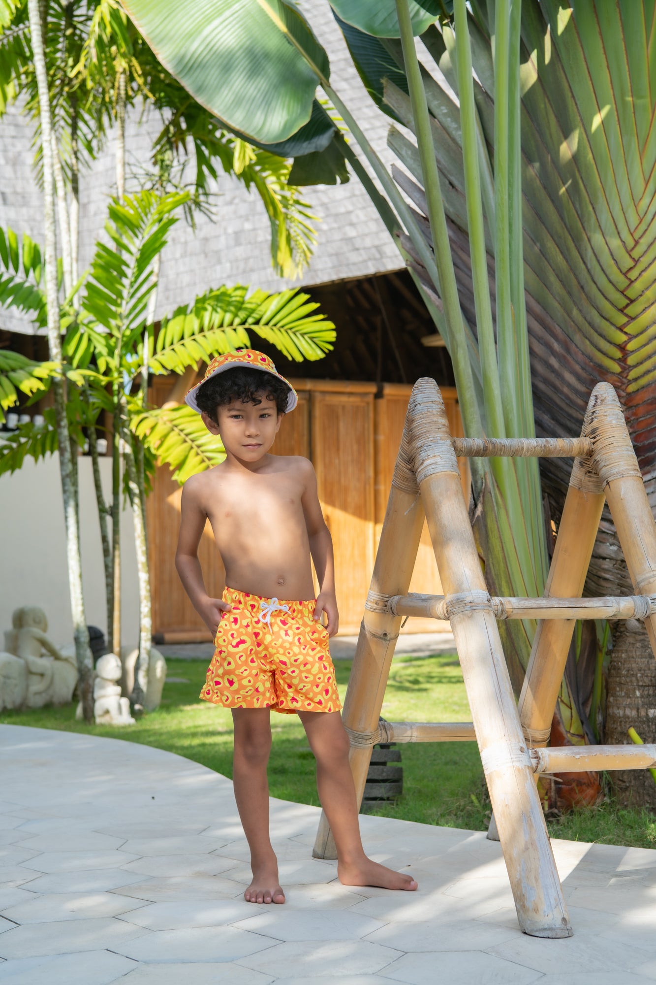 Mini Hank Board Shorts Final Sale - Orange Sprint Leopard