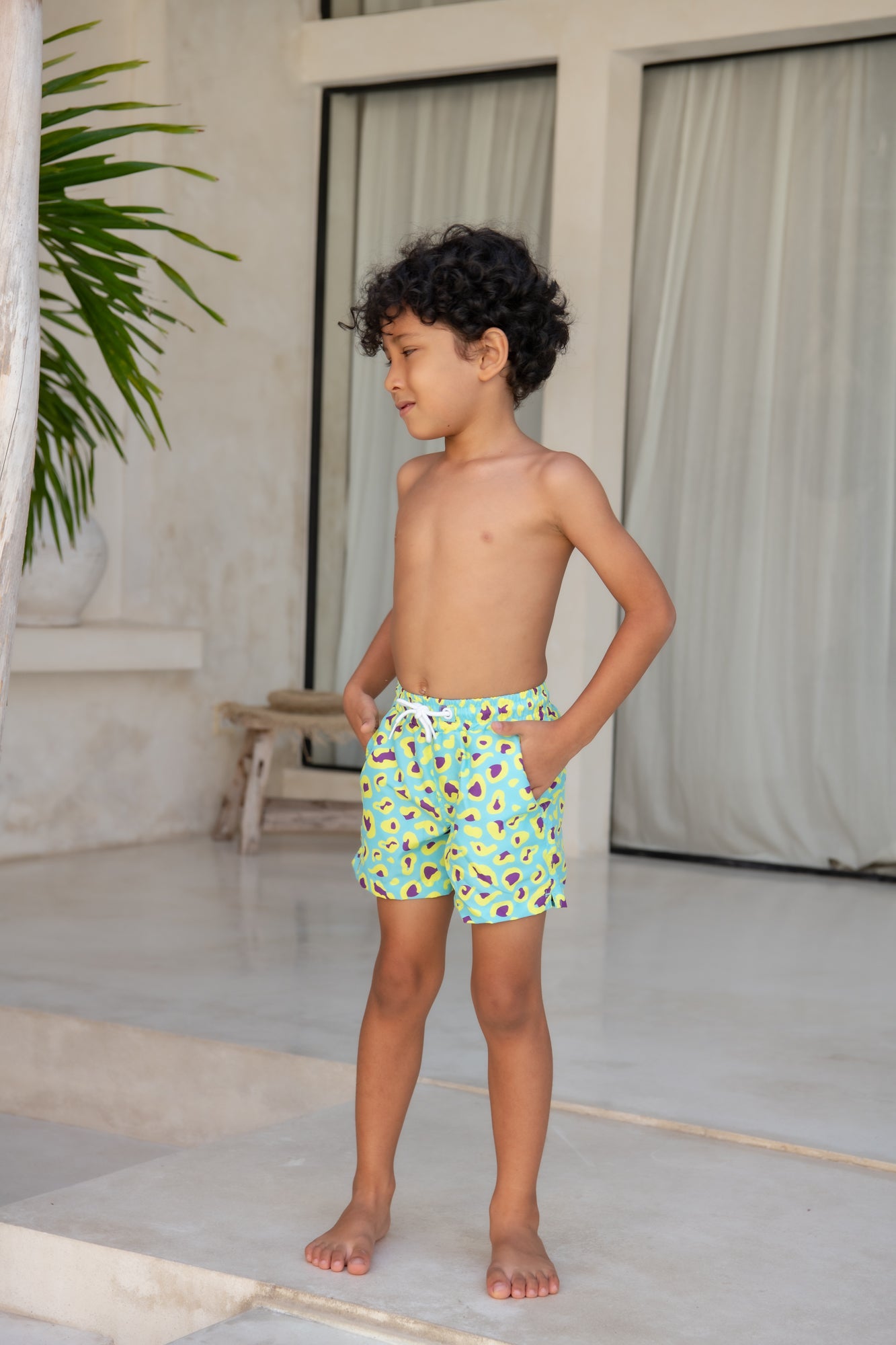 Mini Hank Board Shorts Final Sale - Sour Sky Leopard