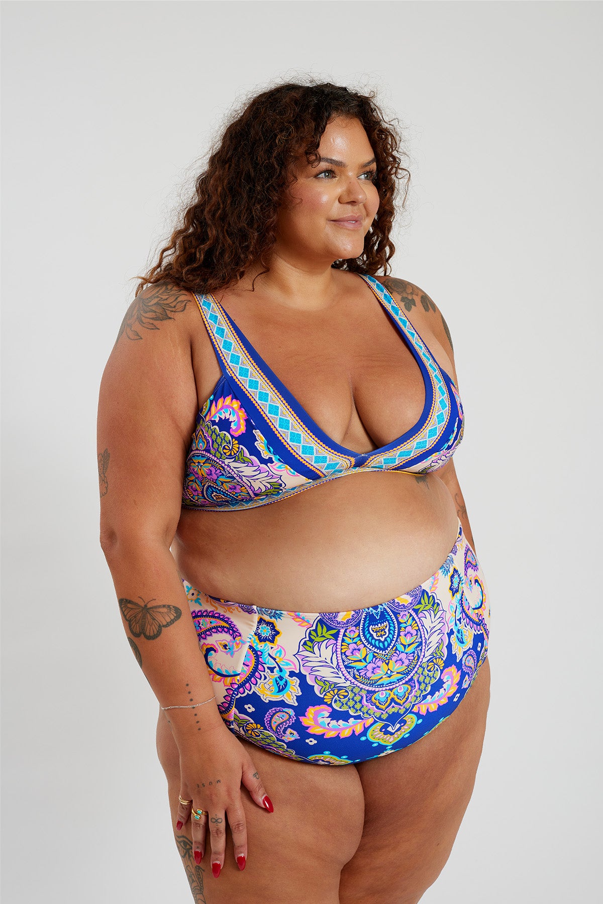 Penelope Bikini Bottom Curve - Peacock Swirls