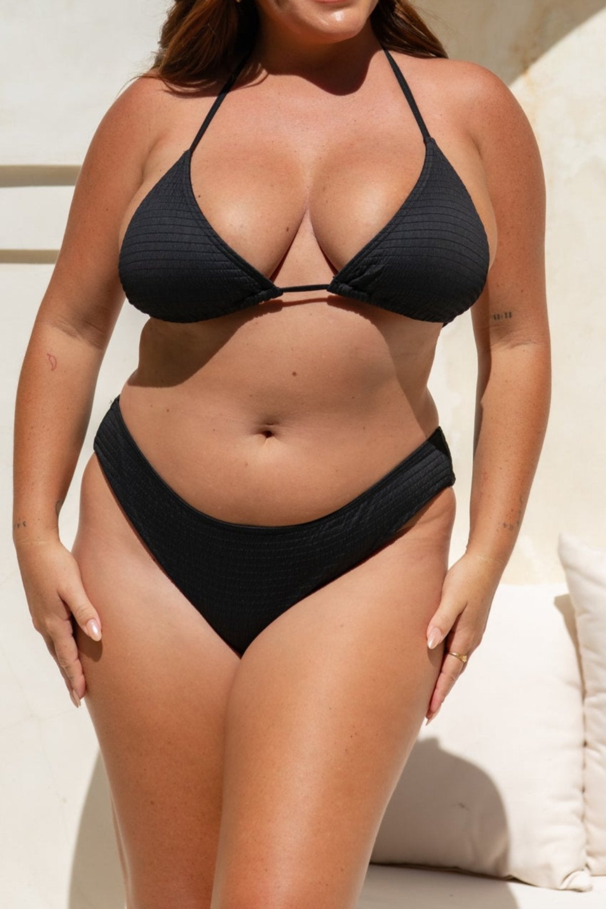 Infamous Swim Grace Bikini Bottom in Black Runch