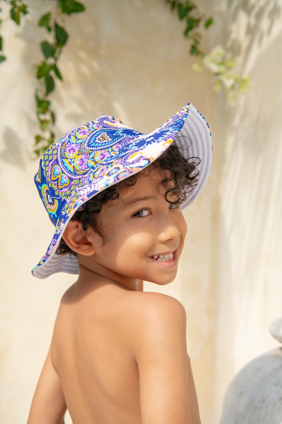 Daisy Swim Hat - Peacock Swirls