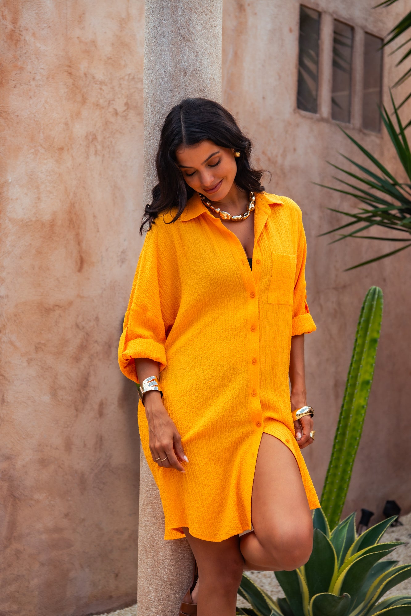 Sandy Shirt Dress - Marigold