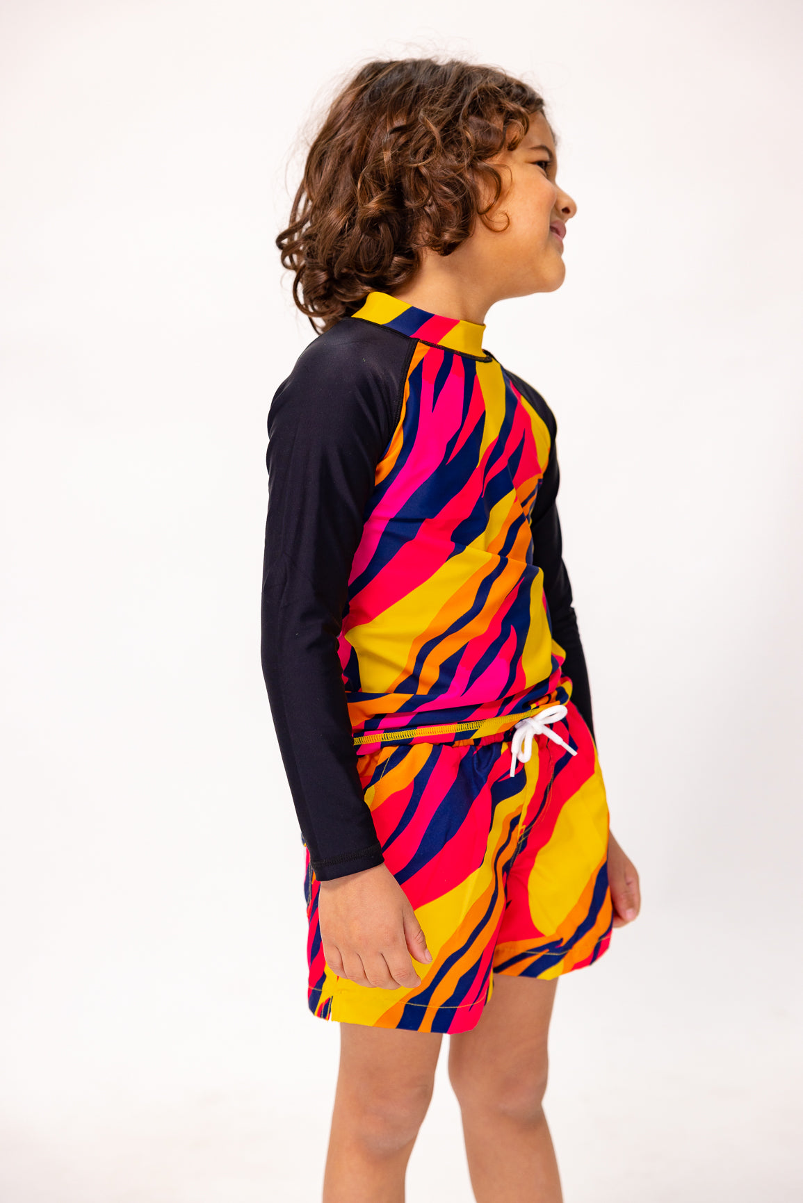 Mini Billy Rashie Top Final Sale - Sunset Stripe