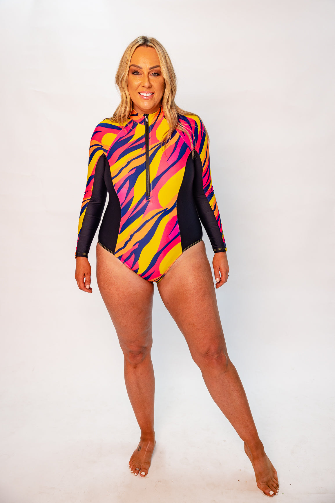 Blake Surfsuit Final Sale - Sunset Stripe