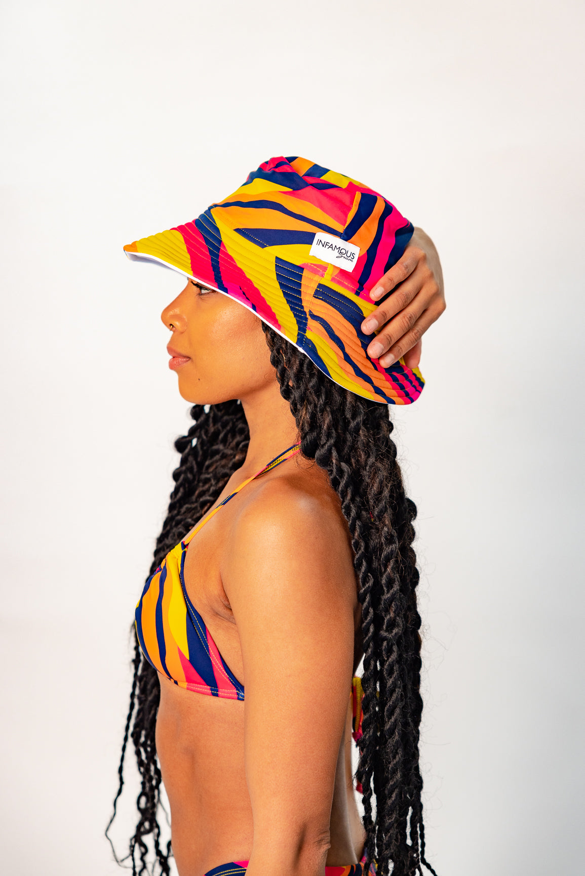 Daisy Swim Hat Adult - Sunset Stripes