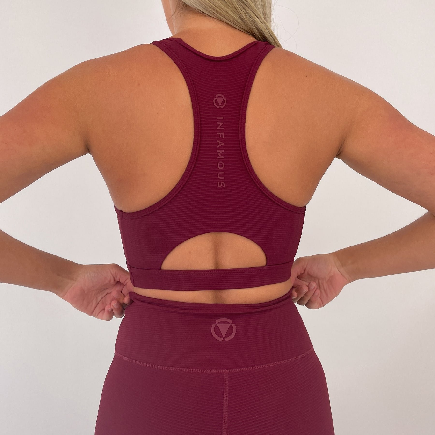 Ashy Active Crop Final Sale - Red Wine Ribbed