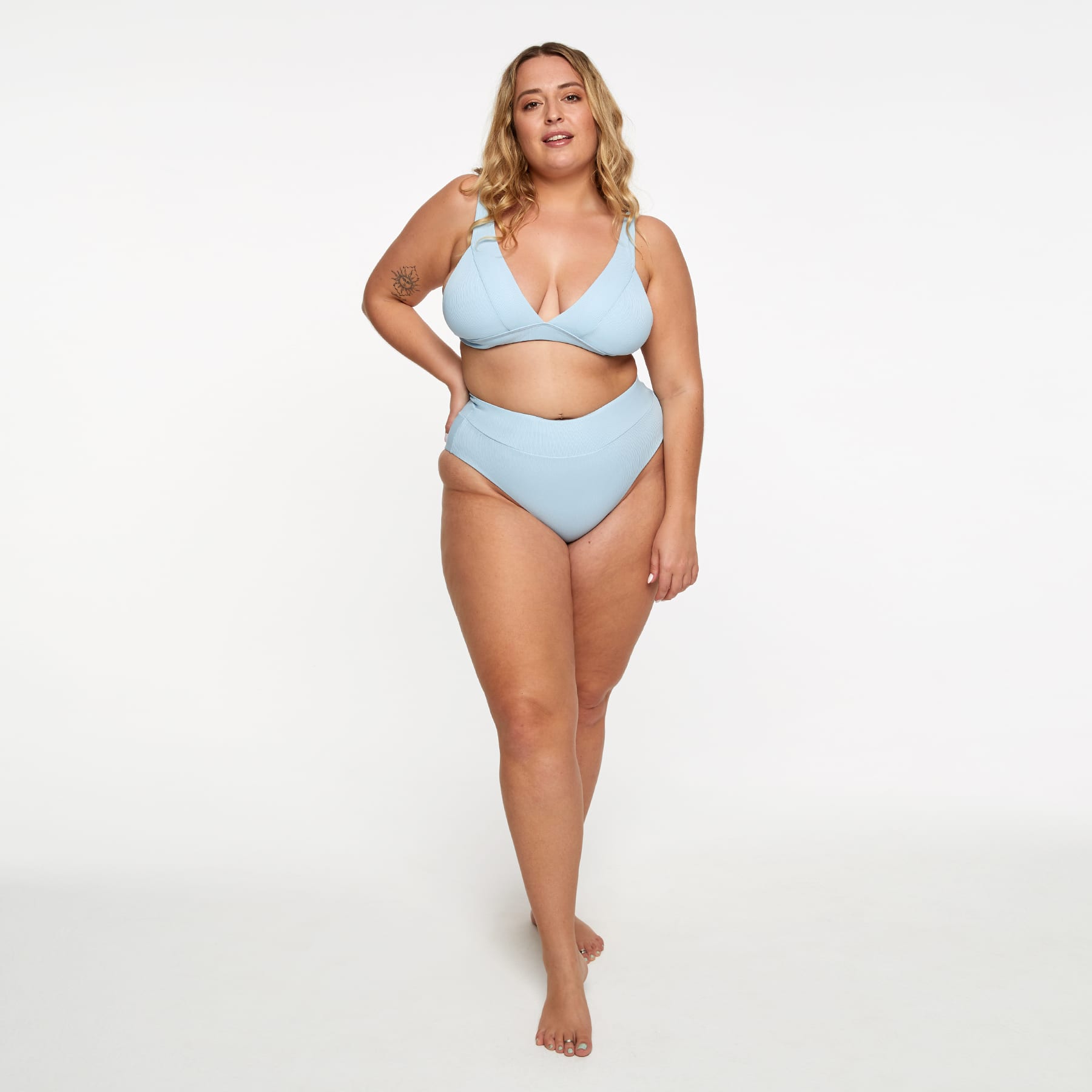 Lola Triangle Top FINAL SALE - Baby Blue Ribbed