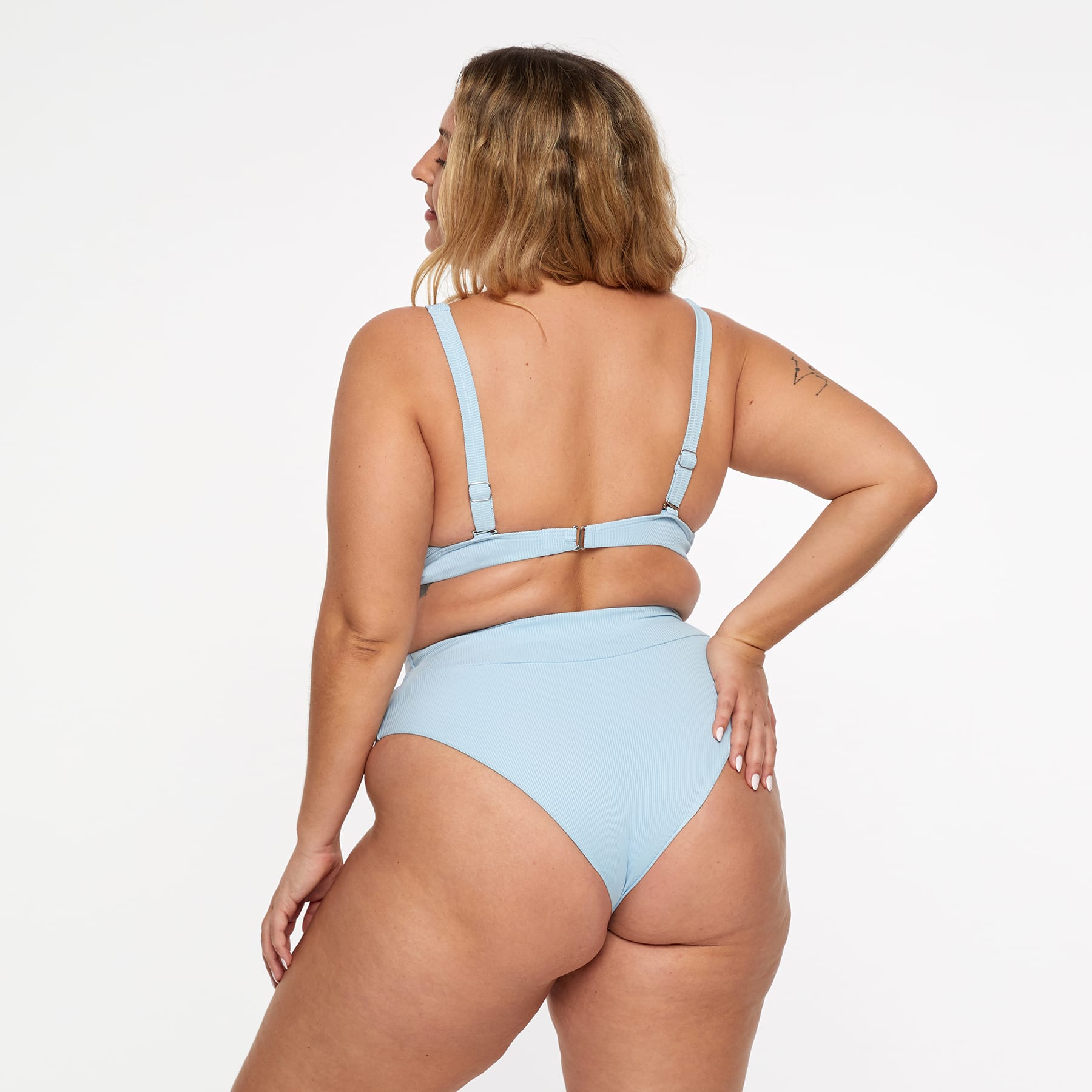 Lola Triangle Top FINAL SALE - Baby Blue Ribbed