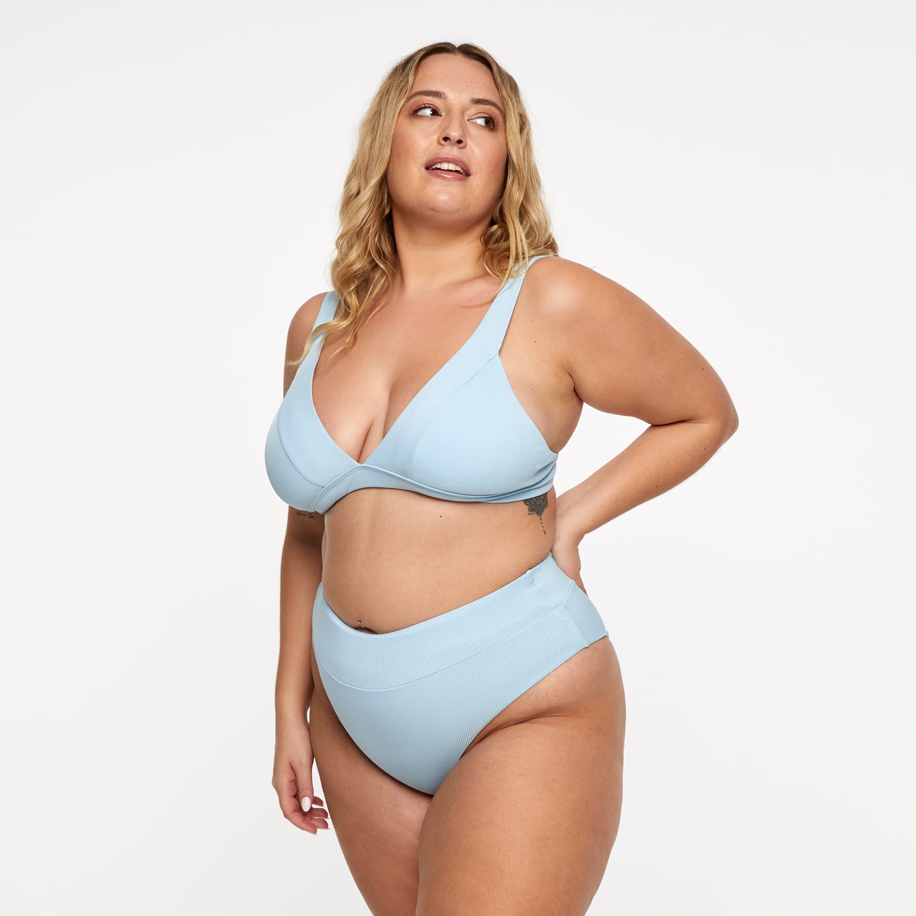 Lola Triangle Top FINAL SALE - Baby Blue Ribbed