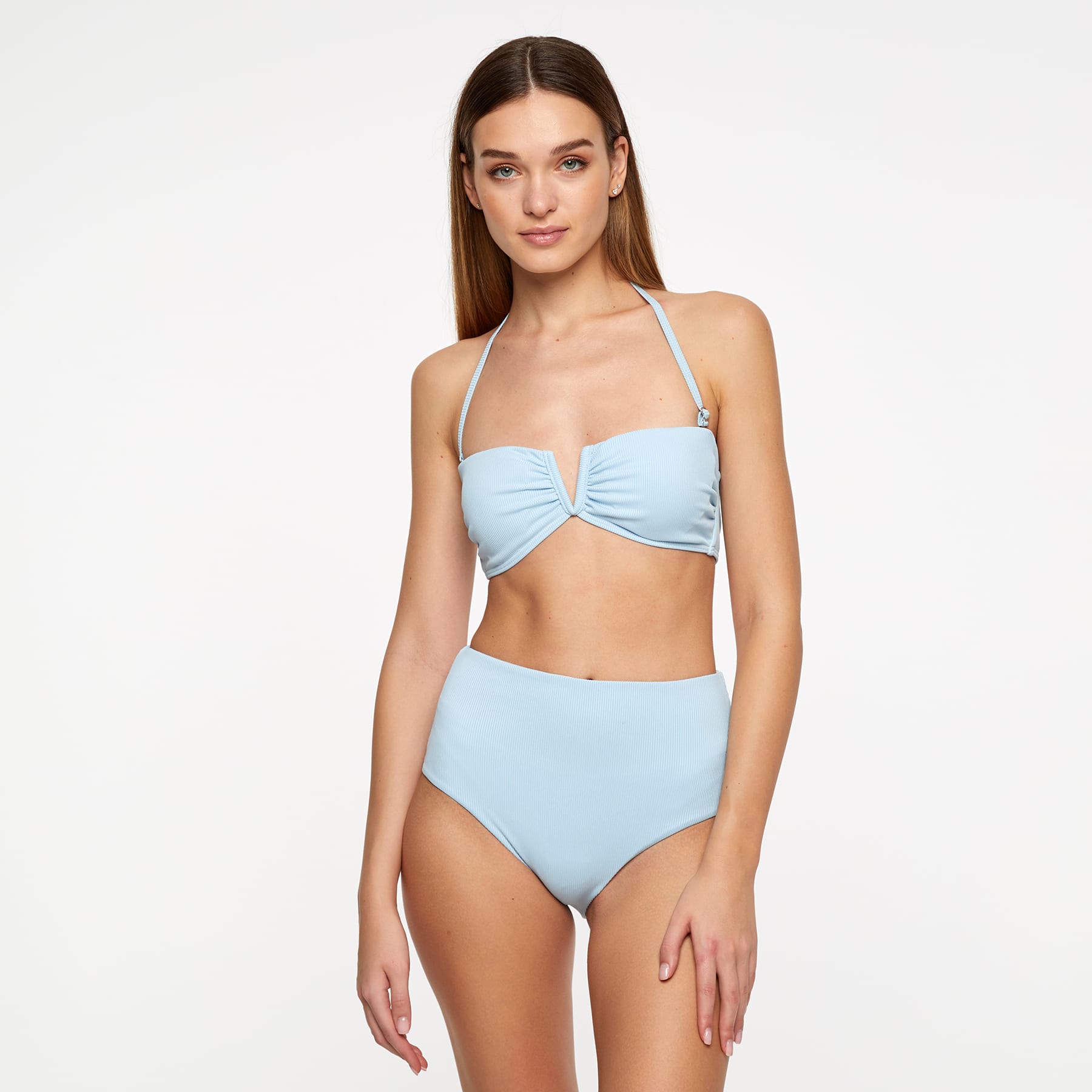 Scarlett Bandeau Top Final Sale - Baby Blue Ribbed