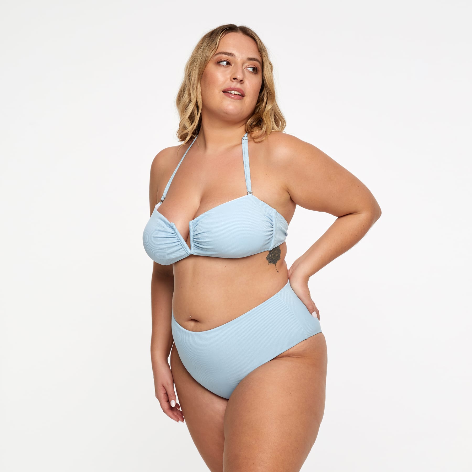 Scarlett Bandeau Top Final Sale - Baby Blue Ribbed