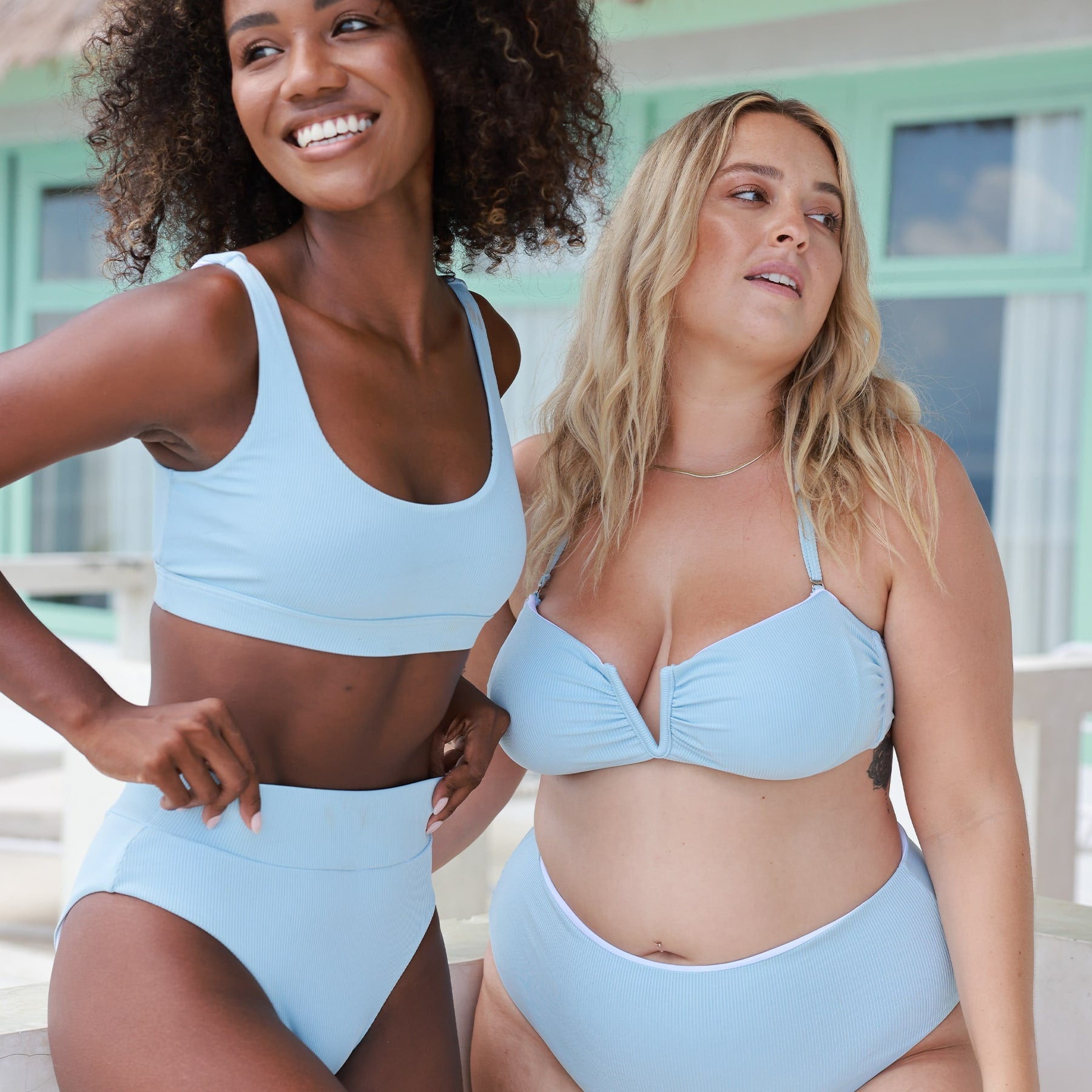 Scarlett Bandeau Top Final Sale - Baby Blue Ribbed