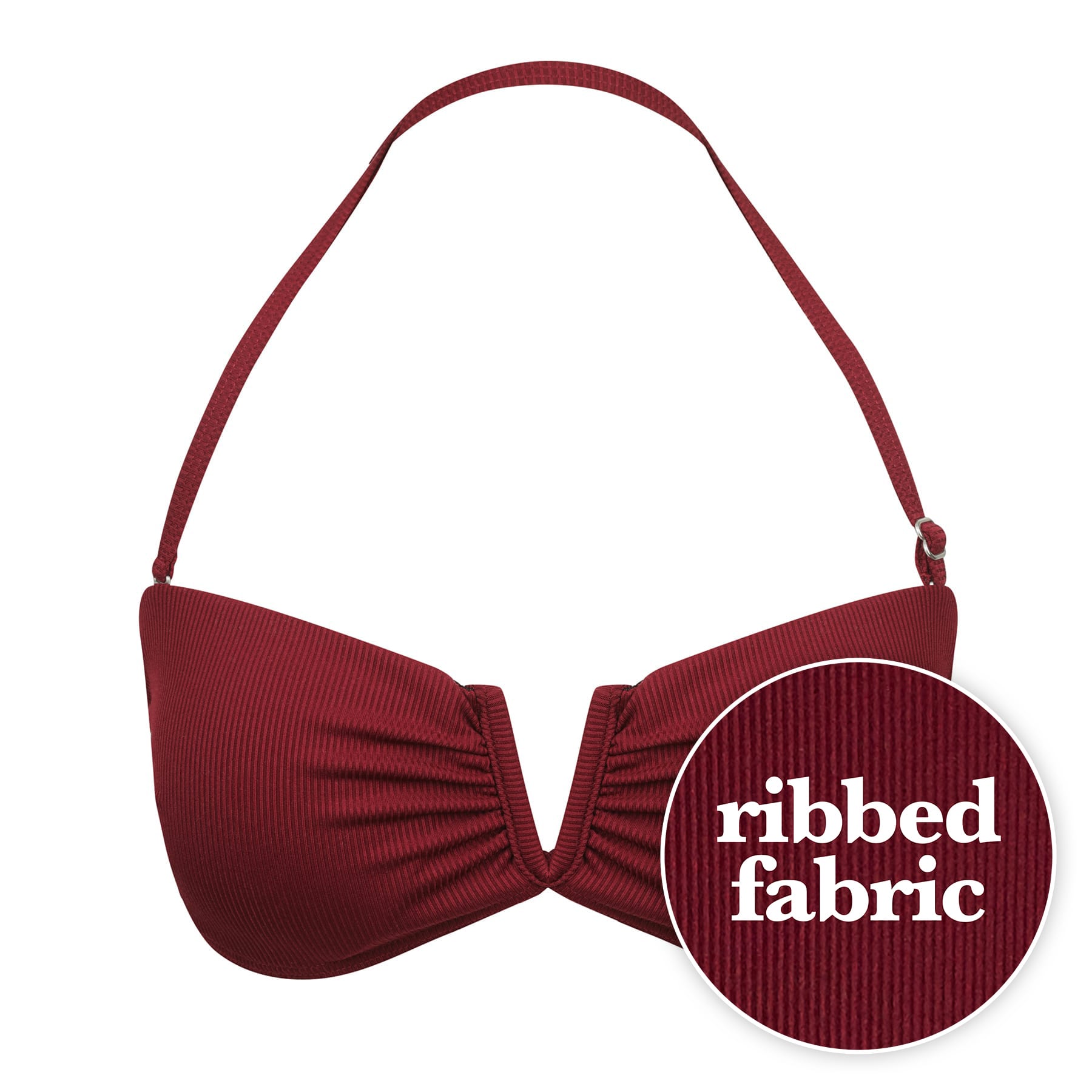 Scarlett Bandeau Top Final Sale - Red Wine Ribbed