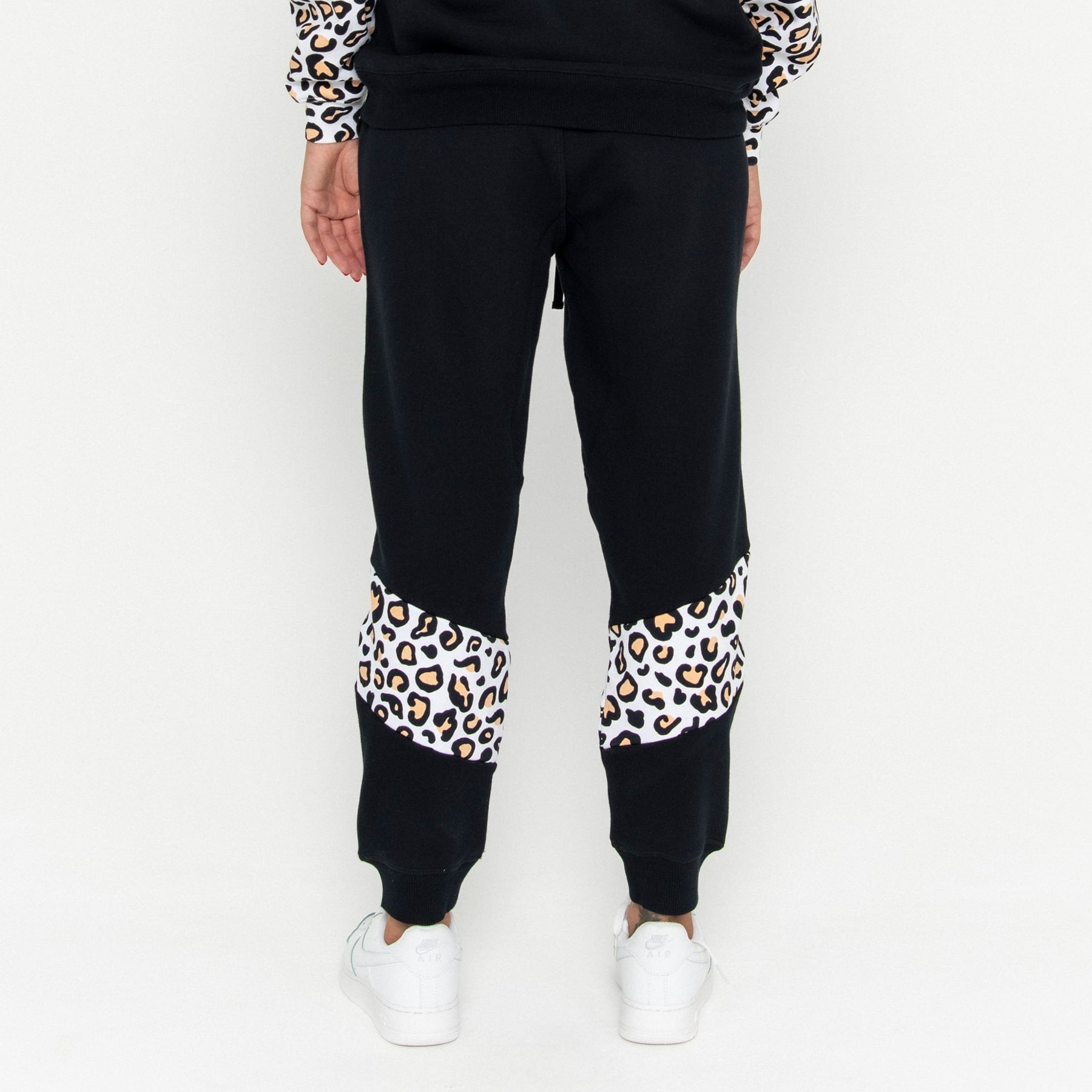 Track Pant Spliced Final Sale - Black & Leopard