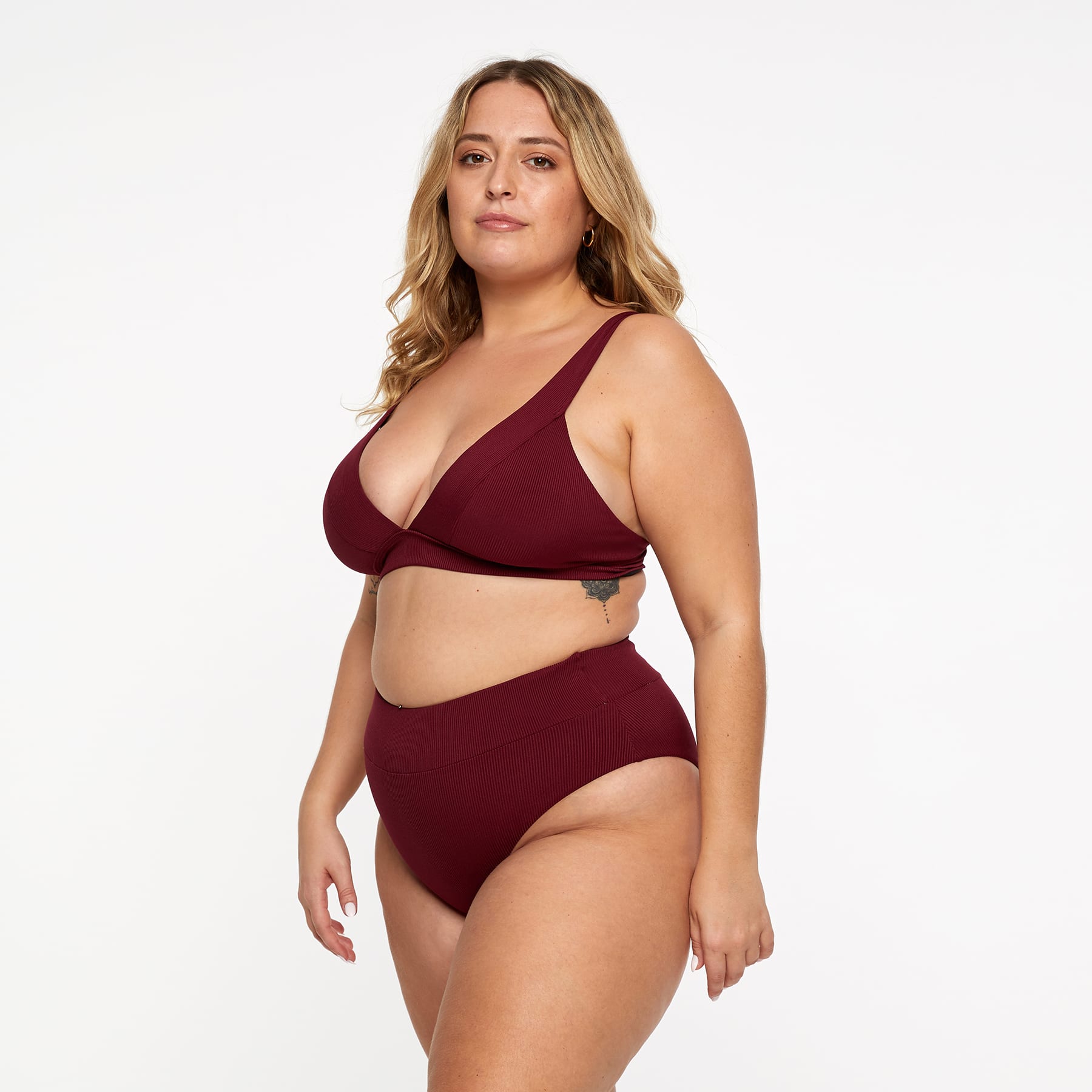 Lola Triangle Top FINAL SALE - Red Wine Ribbed