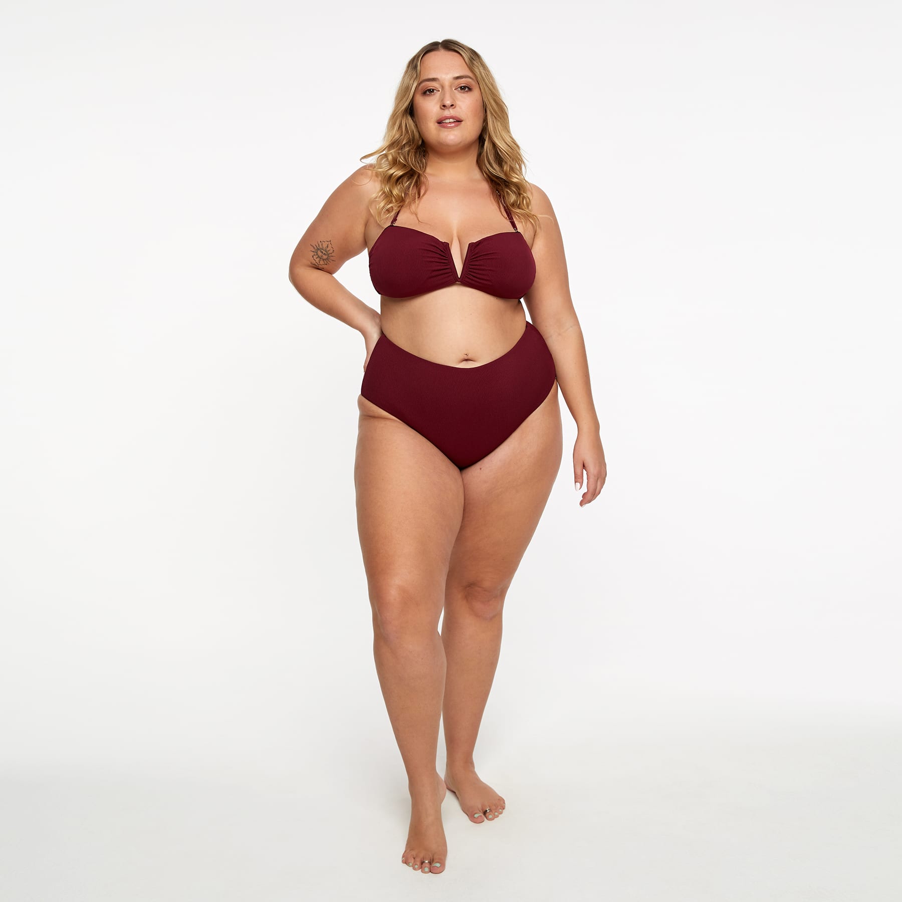 Scarlett Bandeau Top Final Sale - Red Wine Ribbed