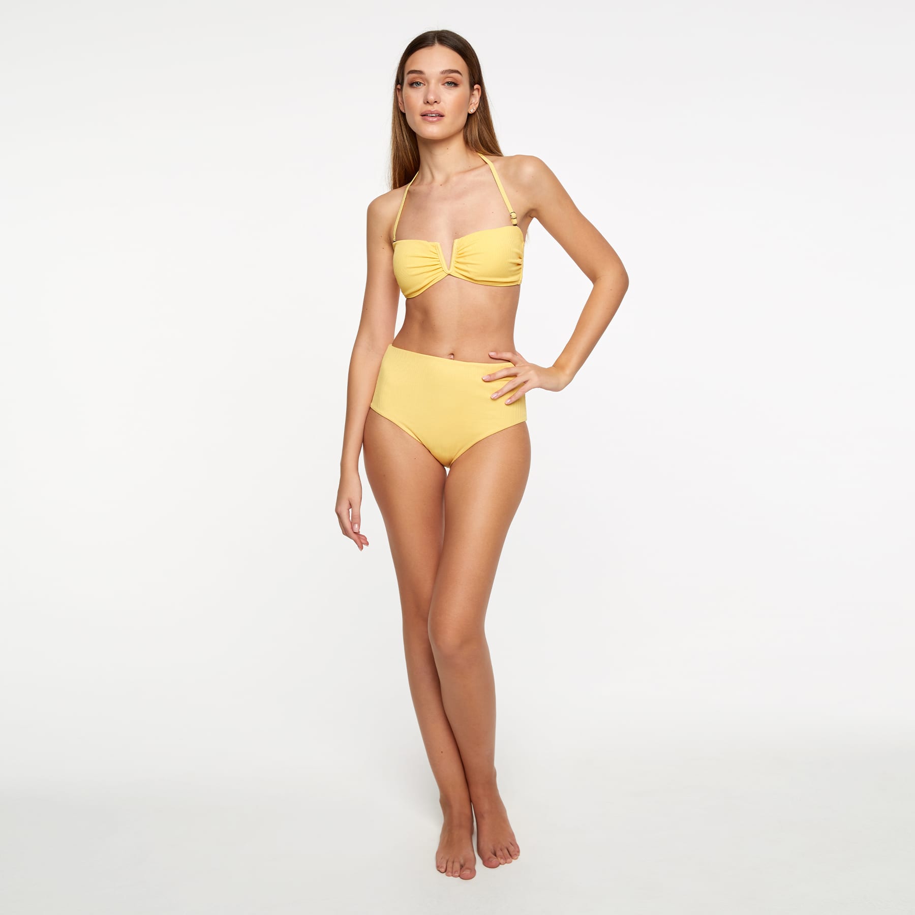 Scarlett Bandeau Top Final Sale - Sunshine Yellow Ribbed